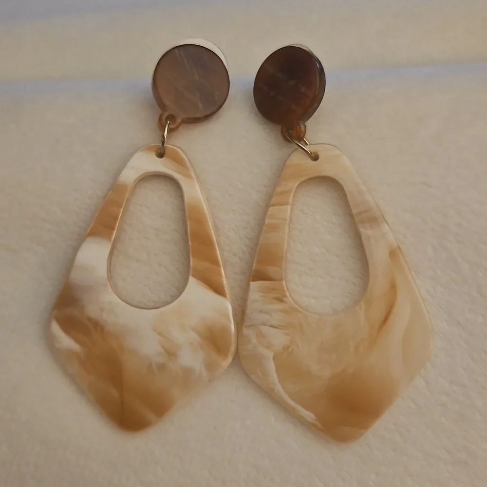 Vintage 1980s Marbled Acrylic Statement Dangle Earrings